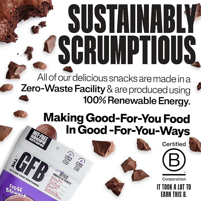 The GFB Fudge Brownie Cookie Protein Bites - Allergen Friendly & Nut Free - Gluten Free, Plant Based, Non GMO, Sustainably Made – Ridiculously Tasty, Healthy, Protein Energy Balls, 4 oz (6 Count)