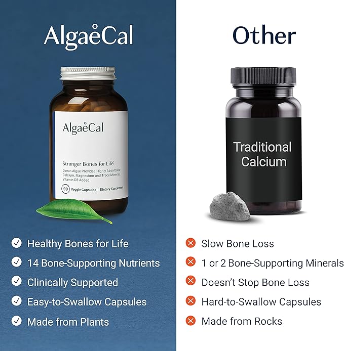 ALGAECAL - Plant Based Calcium Supplement D3 (1000 (1000 IU) 13 Minerals (750 mg) 90 Veggie