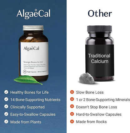 ALGAECAL - Plant Based Calcium Supplement D3 (1000 (1000 IU) 13 Minerals (750 mg) 90 Veggie