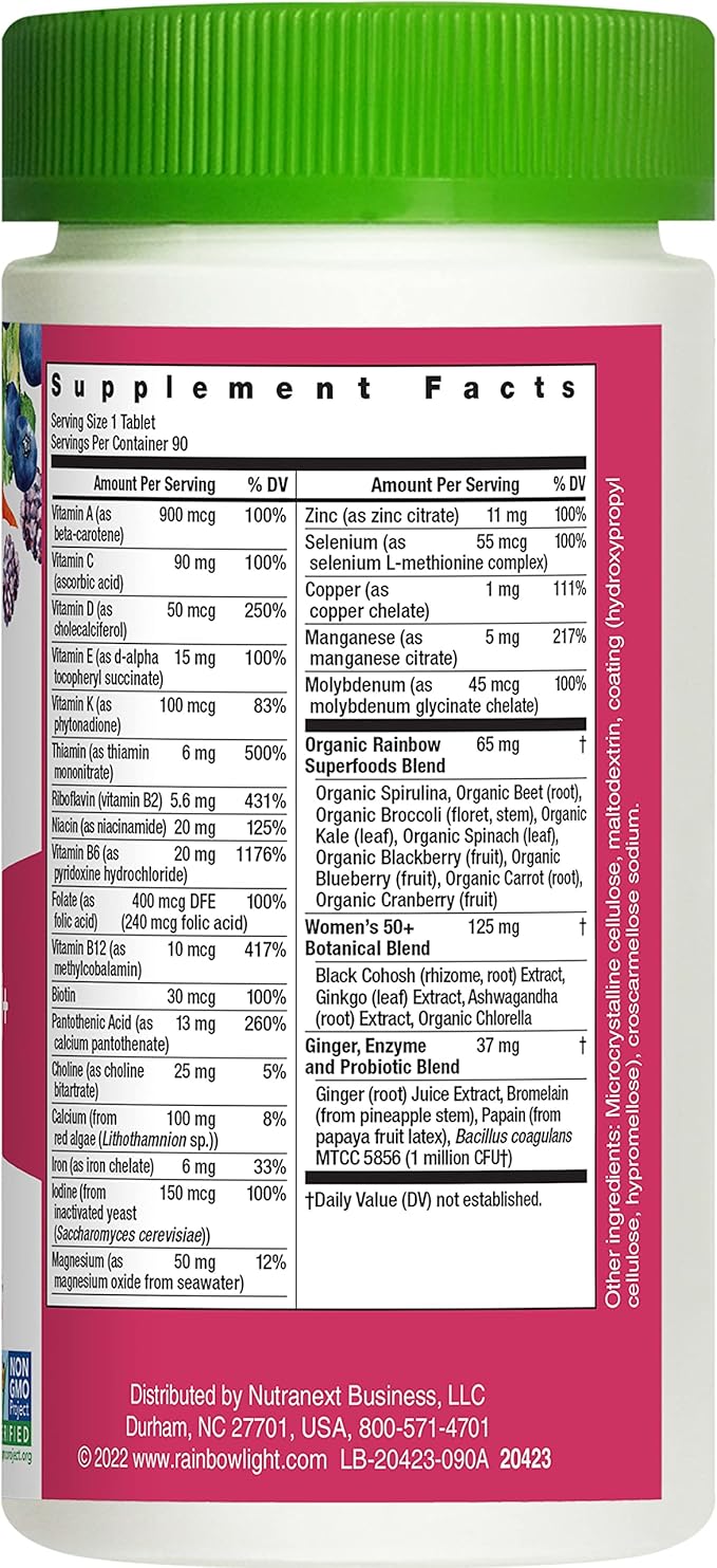 Rainbow Light Multivitamin for Women 50+, 50+ Multivitamin 90 Tablets