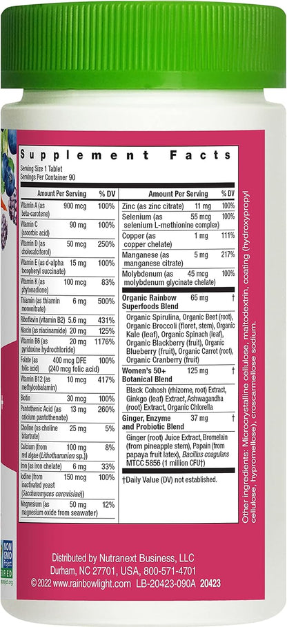 Rainbow Light Multivitamin for Women 50+, 50+ Multivitamin 90 Tablets