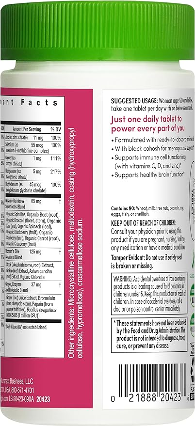 Rainbow Light Multivitamin for Women 50+, 50+ Multivitamin 90 Tablets