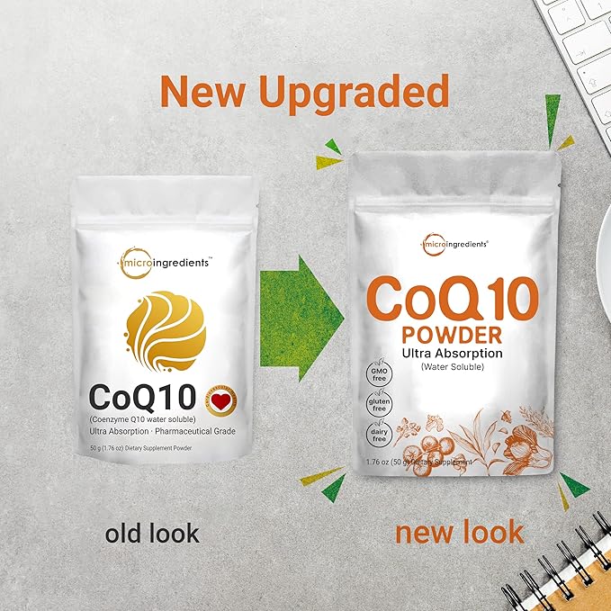 Micro Ingredients Water Soluble COQ10 Supplement (COQ10 200mg 200mg Per 50 Grams (8 Months