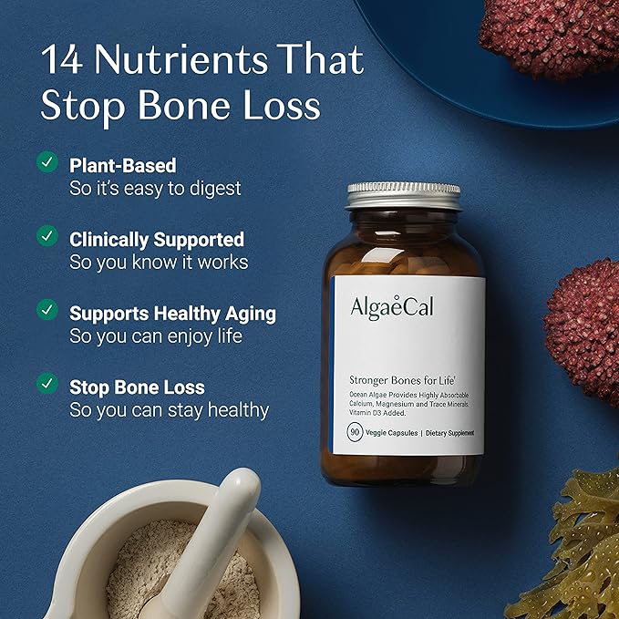 ALGAECAL - Plant Based Calcium Supplement D3 (1000 (1000 IU) 13 Minerals (750 mg) 90 Veggie